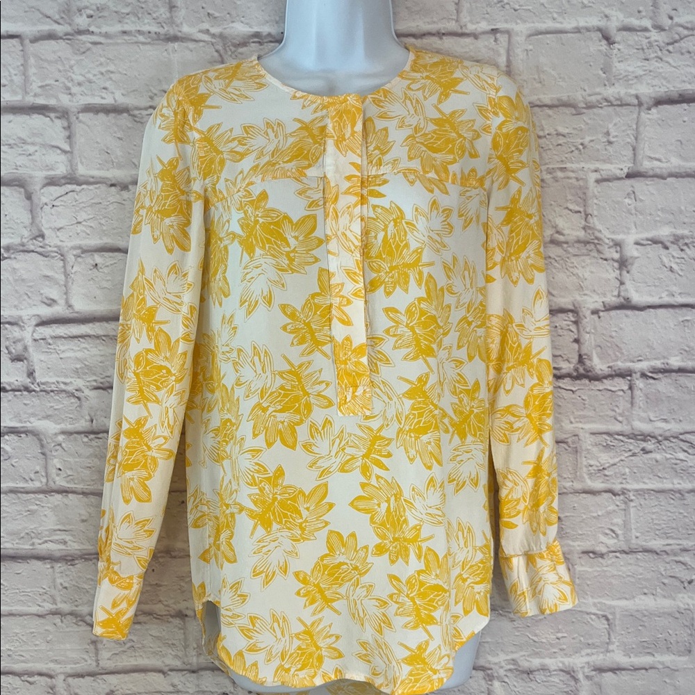 J. Crew Floral Yellow and White Women's Top
